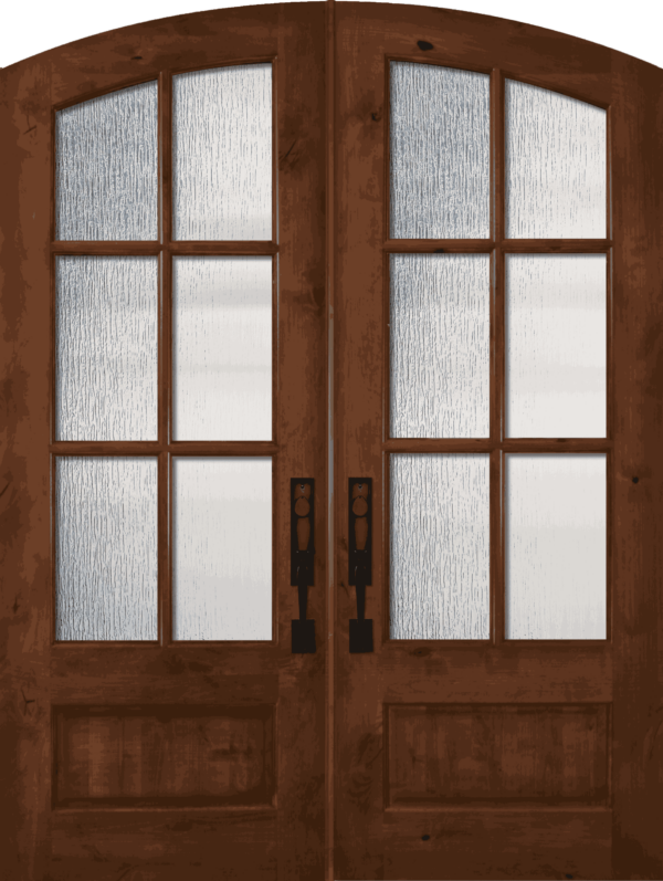 6 lite arch top knotty alder double   80 wood door 3