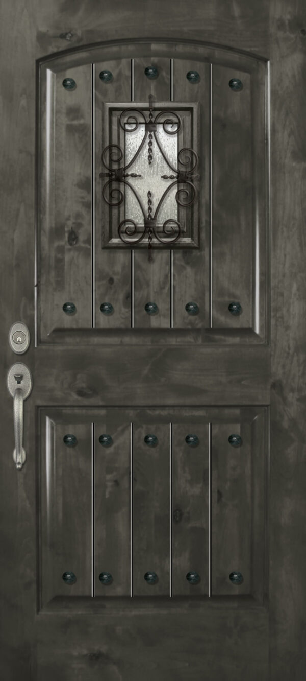 arch 2 panel with speakeasy clavos   68 wood door