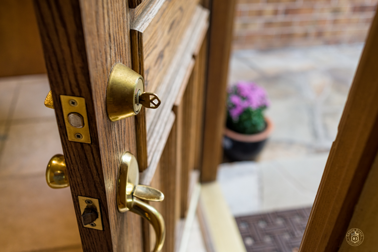 front door left open with key in lock